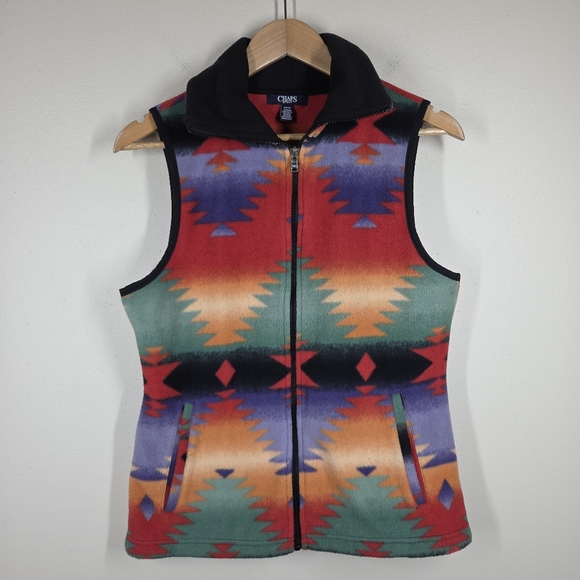 Chaps Jackets & Blazers - Chaps Sport Ralph Lauren Aztec Southwest Full Zip Fleece Vest Small Pockets